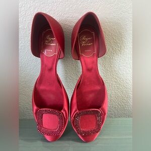 Roger Vivier Red Satin Flats